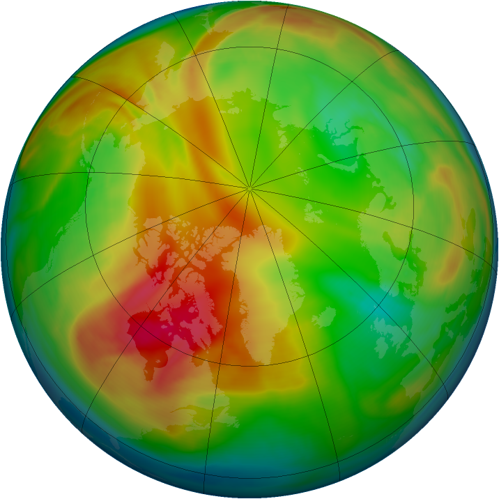 Arctic ozone map for 29 January 2007